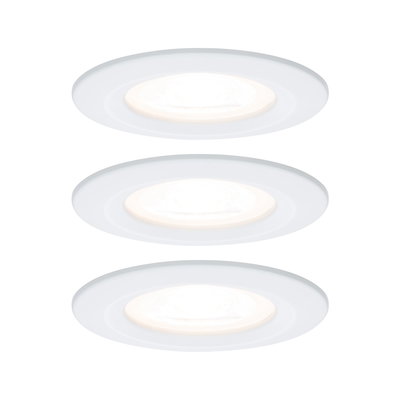 Trois spots encastrés LED blancs en plastique avec lumière blanc chaud pour éclairage moderne