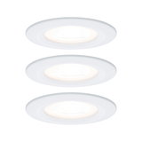 Trois spots encastrés LED blancs en plastique avec lumière blanc chaud pour éclairage moderne