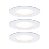 Trois spots encastrés LED blancs en plastique avec lumière blanc chaud pour éclairage moderne