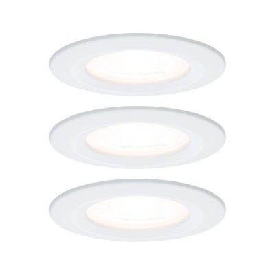 Trois spots encastrés LED blancs en plastique avec lumière blanc chaud pour éclairage moderne
