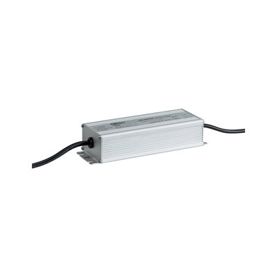 Silberner LED-Treiber aus Aluminium mit schwarzem Kabel, geeignet für LED-Beleuchtungssysteme