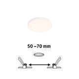 Round white LED ceiling light with slim design and 50-70 mm installation depth for modern lighting