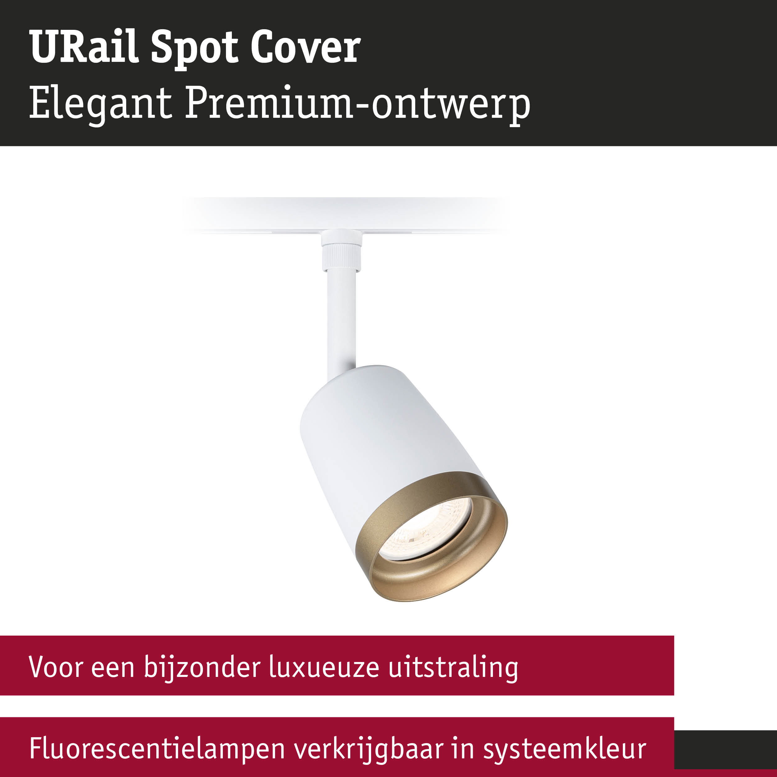 Witte URail Spot Cover met gouden rand voor elegante LED-systeemverlichting