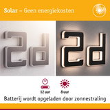 Zonne-energie huisnummer 2d van wit kunststof met LED-verlichting en batterij-oplaadfunctie