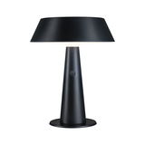 Moderne schwarze Tischlampe aus Metall mit kegelförmigem Fuß und Touch-Schalter für Wohnräume
