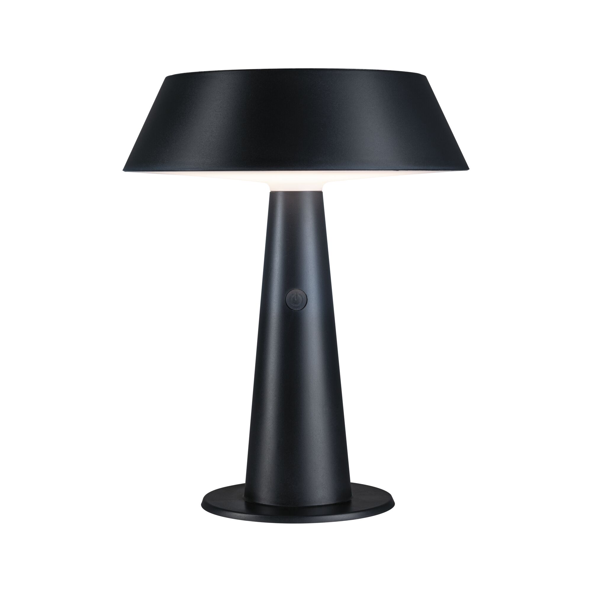 Modern black metal table lamp with conical base and touch switch for stylish home lighting