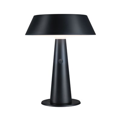 Modern black metal table lamp with conical base and touch switch for stylish home lighting