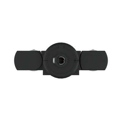 Black plastic lamp socket housing with central opening for LED lights, lighting component