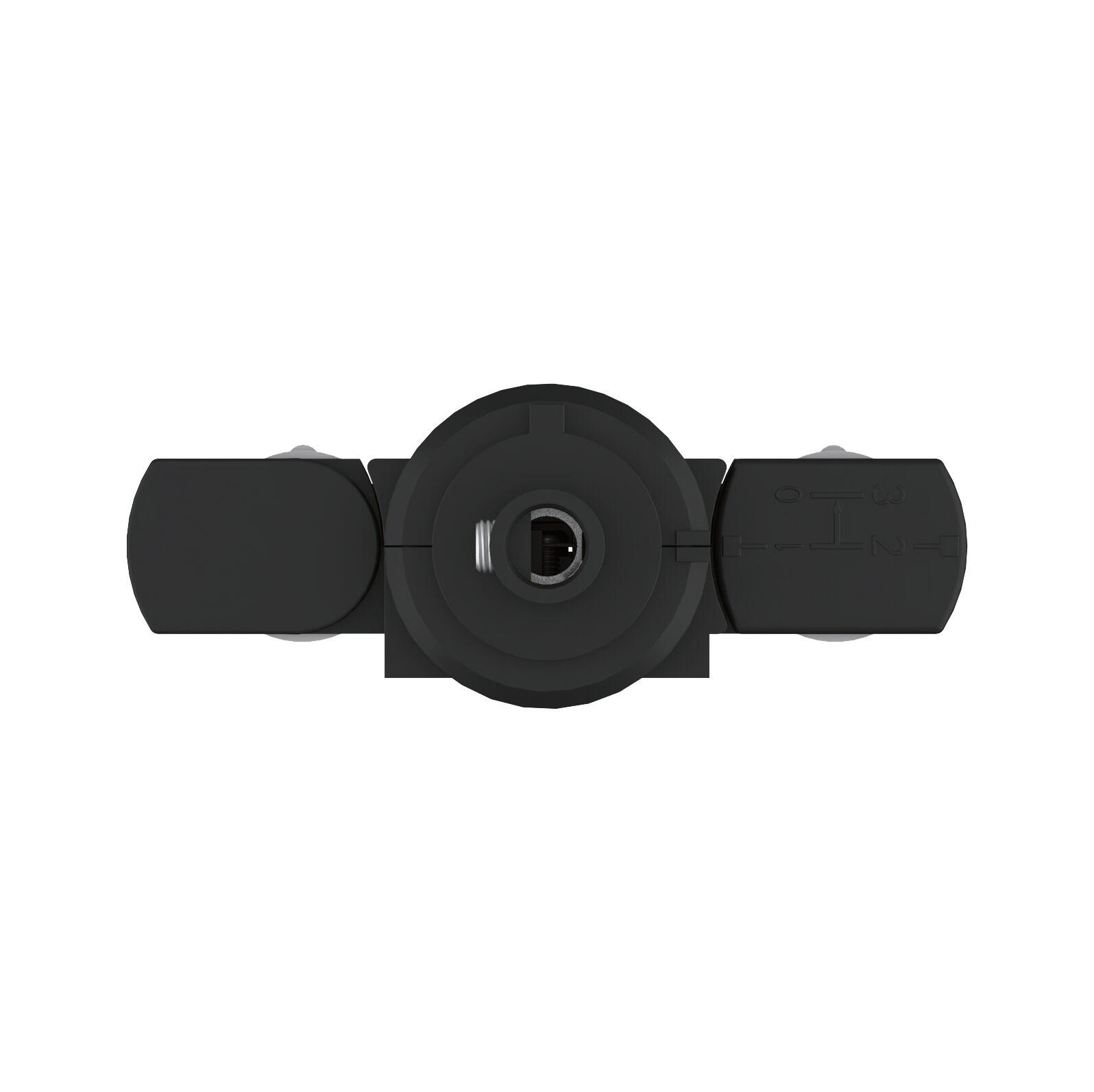 Black plastic light connector with rotary mechanism and three connection positions