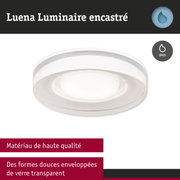 Luminaire encastré rond blanc Luena avec verre transparent et indice IP65 pour pièces humides
