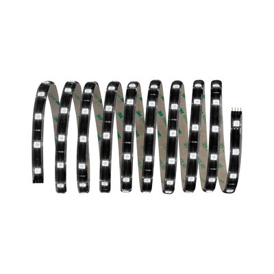 Flexible LED strip light with black backing and white LEDs for versatile lighting applications