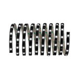 Flexible LED strip light with black backing and white LEDs for versatile lighting applications