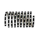 Flexible LED strip light with black backing and white LEDs for versatile lighting applications