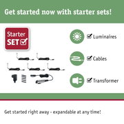 Starter set with white LED luminaires, cables, and transformer for easy lighting setup