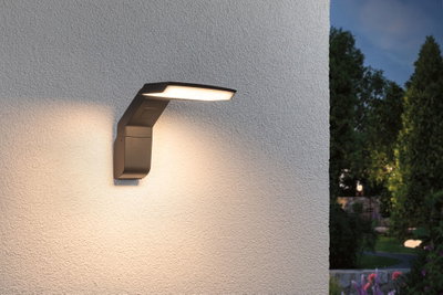 Moderne anthrazitfarbene Außenwandleuchte aus Metall mit warmweißem LED-Licht für Gartenbeleuchtung