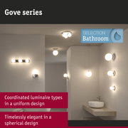 Gove series bathroom lights with white spherical glass and chrome fixtures for modern bathroom lighting