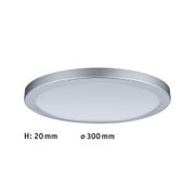 Round LED ceiling panel in silver aluminium with white diffuser, 300 mm diameter