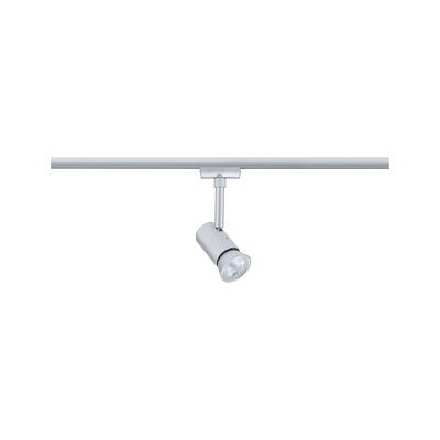 Projecteur LED moderne en métal argenté sur rail pour un éclairage flexible