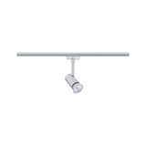 Modern silver metal LED spotlight on track system for flexible lighting solutions