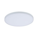 Round white LED ceiling light with matte plastic frame for modern room lighting and energy saving