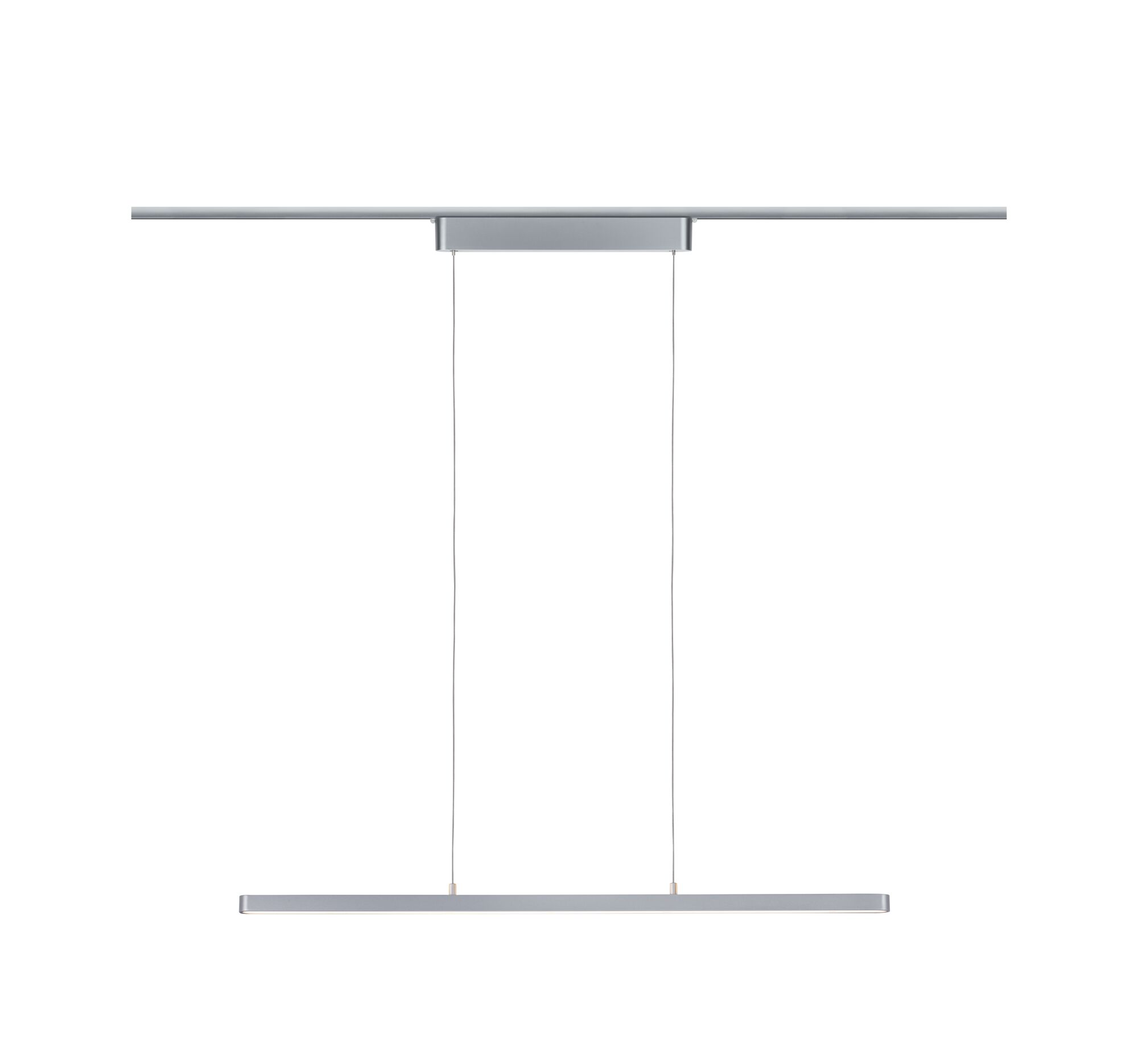 Moderne LED-Pendelleuchte aus silbernem Aluminium mit schlankem Design für Wohnräume