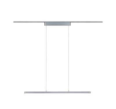 Moderne LED-Pendelleuchte aus silbernem Aluminium mit schlankem Design für Wohnräume