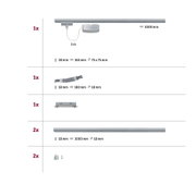 Silver aluminium track connector with cable, 1000 mm length, for LED track lighting systems