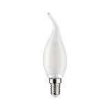 Clear glass LED candle bulb with curved tip and E14 base for decorative lighting solutions