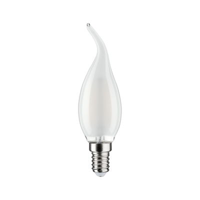 Clear glass LED candle bulb with curved tip and E14 base for decorative lighting solutions