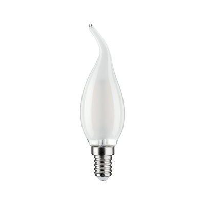 LED-Kerzenlampe in klarer Glasform mit gebogenem Docht und E14-Fassung für dekorative Beleuchtung