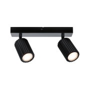 Schwarze LED-Deckenleuchte mit zwei verstellbaren Strahlern aus Aluminium für moderne Raumbeleuchtung