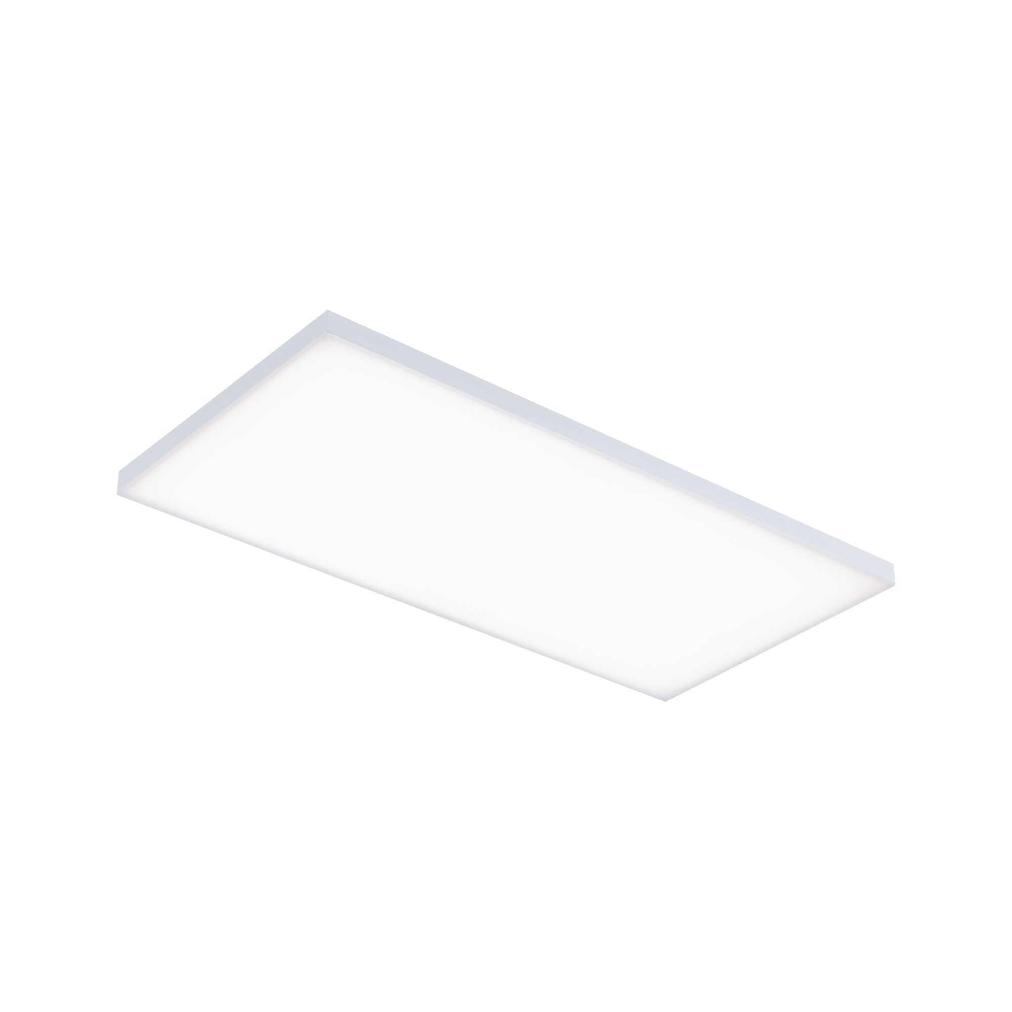 Flaches rechteckiges LED-Deckenpanel in Weiß mit gleichmäßiger Lichtverteilung für moderne Innenräume