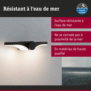 Applique murale extérieure noire LED résistante à l'eau de mer, adaptée aux zones côtières