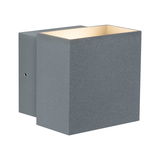 Applique murale carrée grise en métal avec lumière blanche chaude pour éclairage intérieur moderne