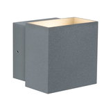 Applique murale carrée grise en métal avec lumière blanche chaude pour éclairage intérieur moderne