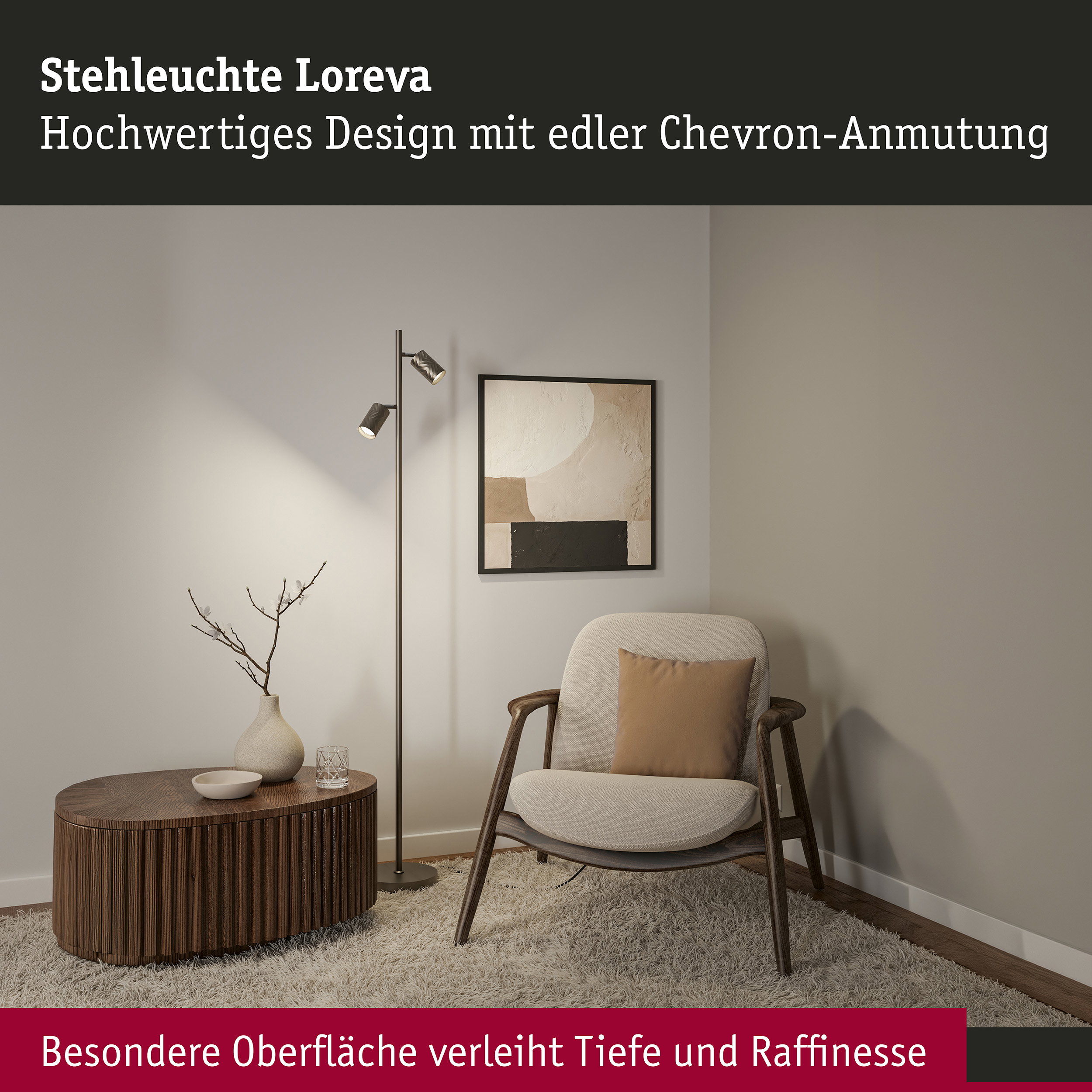 Stehleuchte Loreva 1575mm max. 2x7W Titanium