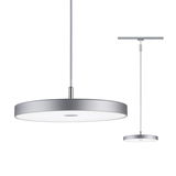 Runde LED-Pendelleuchte in Silber mit weißem Diffusor, moderne Deckenbeleuchtung für Wohnräume