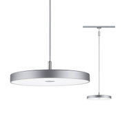 Runde LED-Pendelleuchte in Silber mit weißem Diffusor, moderne Deckenbeleuchtung für Wohnräume