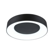 Rund sort LED-loftlampe i metal med hvid lysring til moderne boligbelysning