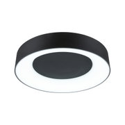 Runde schwarze LED-Deckenleuchte mit weißem Leuchtring aus Metall für modernes Wohnambiente