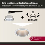 Spot encastré LED blanc avec câble de raccordement noir pour ampoules GU10 polyvalentes