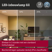 LED-inbouwlamp Gil met 3-standen dimmer en IP44-classificatie tegen spatwater