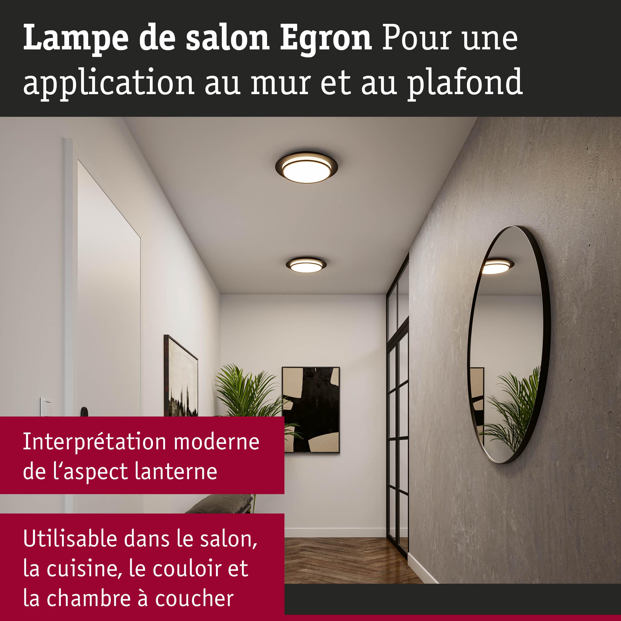 Lampe de salon Egron noire et blanche pour mur et plafond, éclairage LED polyvalent moderne
