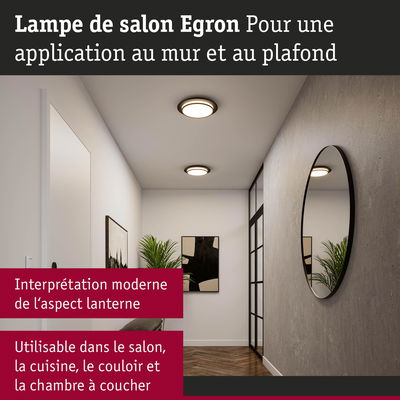 Lampe de salon Egron noire et blanche pour mur et plafond, éclairage LED polyvalent moderne