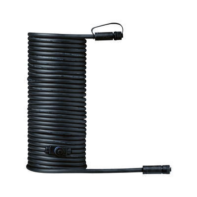 Black long connection cable with durable connectors, ideal for outdoor lighting and LED systems