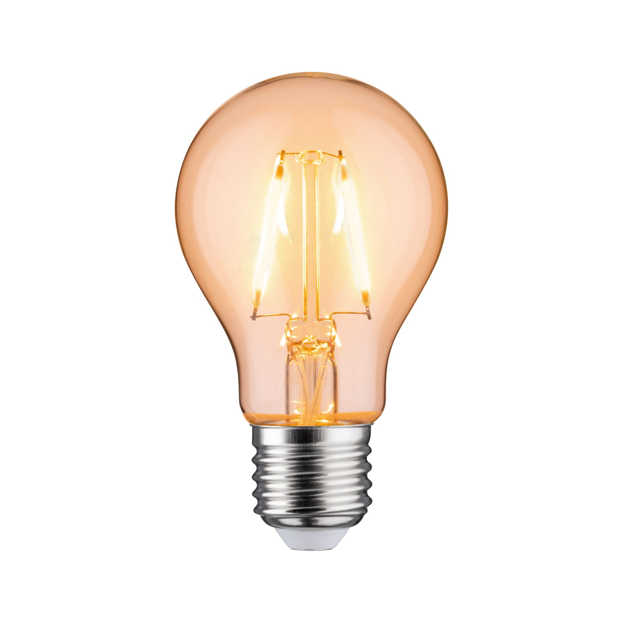 LED-lamp met warm wit licht en transparant amberkleurig glas voor energiezuinige verlichting
