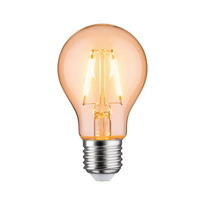 LED-Glühbirne mit warmweißem Licht und transparentem bernsteinfarbenem Glas für energiesparende Beleuchtung