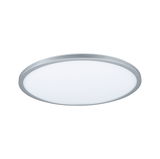 Plafonnier LED rond avec cadre en aluminium argenté et diffuseur blanc pour éclairage moderne