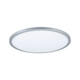 Round LED ceiling light with silver aluminum frame and white diffuser for modern room lighting