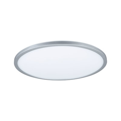 Round LED ceiling light with silver aluminum frame and white diffuser for modern room lighting